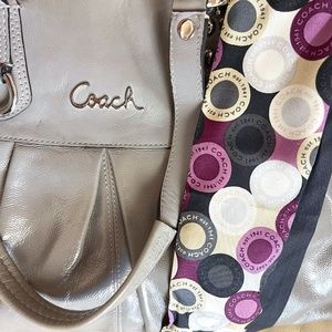 Coach Purse- Light Grey Patent Leather